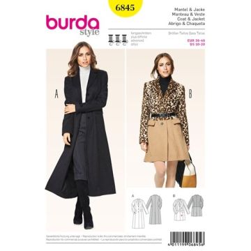 Burda Sewing Pattern 6845 - Jacket, Coat and Vest 10-20 X06845BURDA 10 - 20