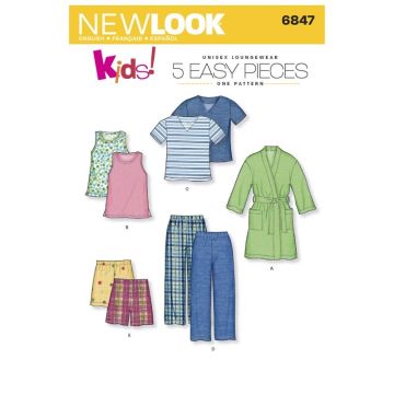 New Look Sewing Pattern 6847 (A) - Child Sleepwear Age 3-8 6847A Age 3-8