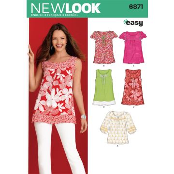 New Look Sewing Pattern 6871 (A) - Misses Tops 10-22 6871A 10-22