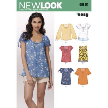 New Look Sewing Pattern 6891 (A) - Misses Tops 10-22 6891A 10-22