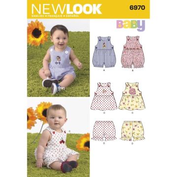 New Look Sewing Pattern 6970 (A) - Babies' Romper, Dress & Panties NB-L 6970A NB-S-M-L