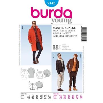 Burda Sewing Pattern 7142 - Coat and Jacket 34-44 X07142BURDA 34-44 MAN