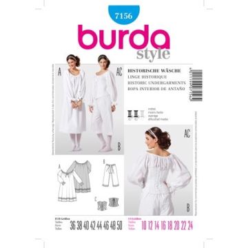 Burda Sewing Pattern 7156 - Historic Undergarments 10-24 X07156BURDA 10-24