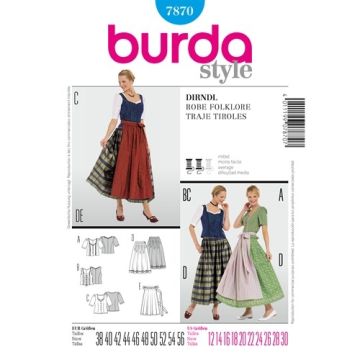 Burda Sewing Pattern 7870 - Dirndl Dress 12-30 X07870BURDA 12-30