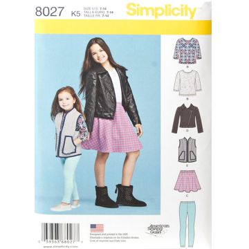 Simplicity Sewing Pattern 8027 (K5) - Childs & Girls Jacket Age 7-14 8027.K5 Age 7-14