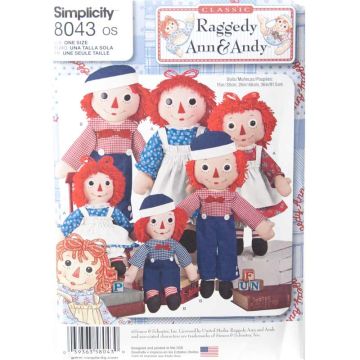 Simplicity Sewing Pattern 8043 (OS) - Raggedy Ann & Andy Rag Dolls One Size 8043.OS 15in 26in 36in