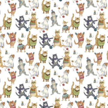 Emma Ball Woolly Friends Kittens Cotton Fabric Multi 112cm