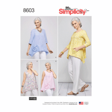 Simplicity Sewing Pattern 8603 (H5) - Womens Pullover Tops Elaine Heigl XS-XL