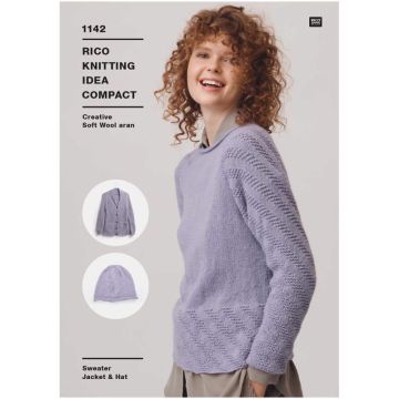Rico Creative Soft Wool Aran Sweater Cardigan Hat Pattern 1142 81-86 122-127cm