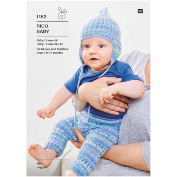 Ricoco Baby Dream Uni and Print DK Leggings and Hat Pattern 1152 32.5-40cm