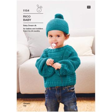 Rico Baby Dream Uni DK Sweater and Matching Hat Pattern 1154 46-51 to 56-61cm