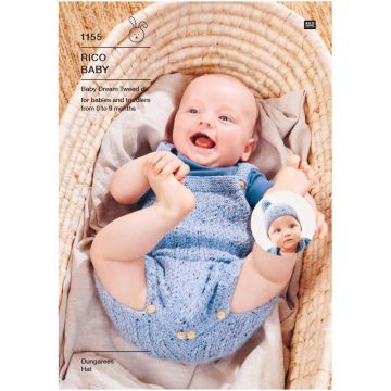 Rico Baby Dream Tweed Dungarees and Matching Hat Pattern 1155 46-57cm