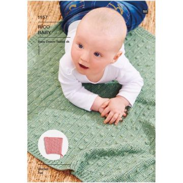 Rico Baby Dream Tweed DK Crochet Blanket and Matching Bonnets Pattern 1157 