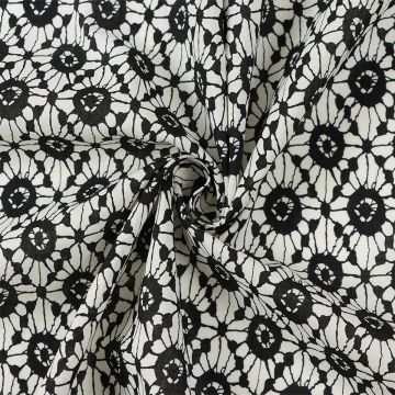 Floral Cotton Voile Fabric 1 Black 150cm