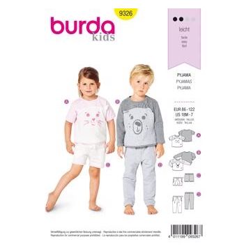 Burda Sewing Pattern 9326 - Toddler's Sleepwear Age 18M-7 X09326BURDA 18M-7