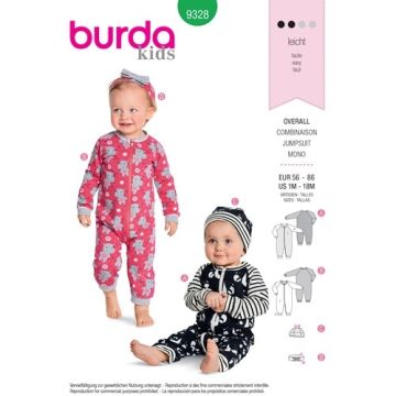 Burda Sewing Pattern 9328 - Baby's Romper Age 1M-18M X09328BURDA 1M-18M