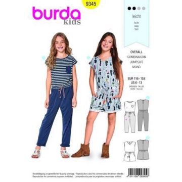 Burda Sewing Pattern 9345 - Child's Summer Jumpsuit Age 6-13 X09345BURDA 6-13