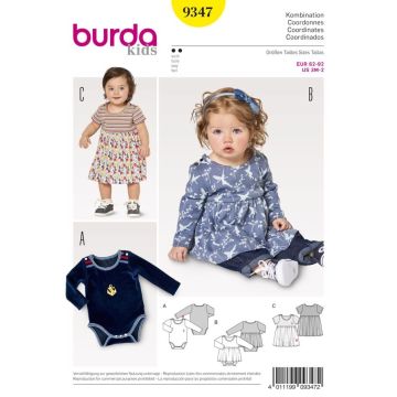 Burda Sewing Pattern Baby's Dress and Bodysuit X09347BURDA 3 months - 2 years