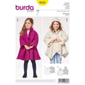 Burda Sewing Pattern Child's A-Line Coat X09353BURDA Age 2-7