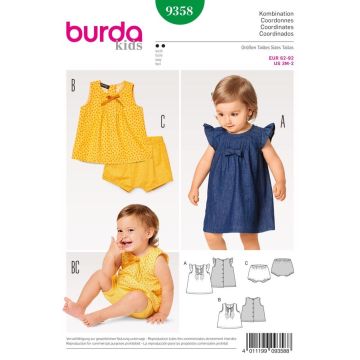 Burda Sewing Pattern 9358 - Baby Dress, Top and Panties Age 3 months - 2  X09358BURDA 3 months - 2 yrs