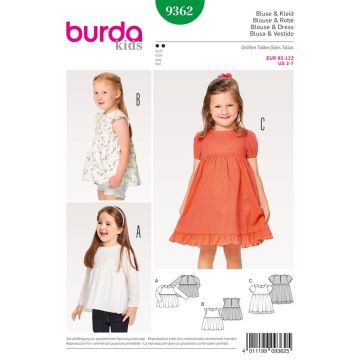 Burda Sewing Pattern 9362 - Child Dress, Blouse and Skirt Age 2-7 X09362BURDA Age 2-7