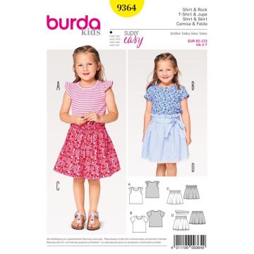 Burda Sewing Pattern 9364 - Child Shirt and Elastic Skirt Age 2-7 X09364BURDA Age 2-7