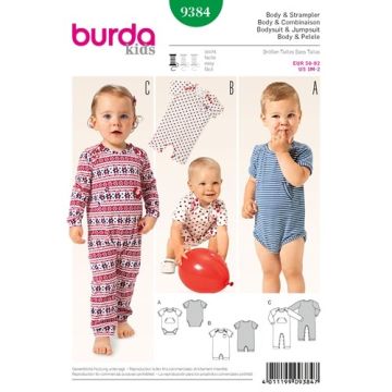 Burda Sewing Pattern 9384 - Babies Bodysuit and Rompers Age 1M-2 X09384BURDA 1M-2