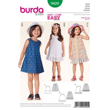 Burda Sewing Pattern 9420 - Toddlers Dress Pattern Age 2-7 X09420BURDA 2-7
