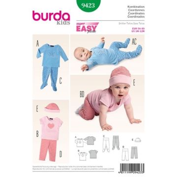 Burda Sewing Pattern 9423 - Baby Shirt, Trousers and Cap Age 1M-12M X09423BURDA 1M - 12M