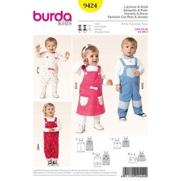 Burda Sewing Pattern 9424 - Baby Overalls and Pinafore Dress Age 6M-3 X09424BURDA 6M - 3