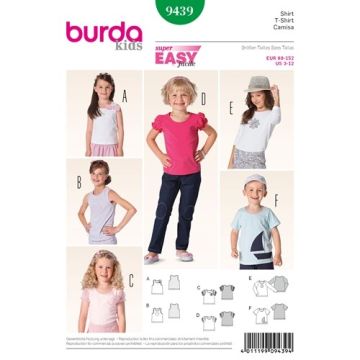 Burda Sewing Pattern 9439 - Child T-Shirt Age 3-12 X09439BURDA 3-12 (98-152)