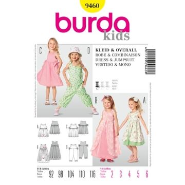 Burda Sewing Pattern 9460 - Dress and Jumpsuit Age 2-6 X09460BURDA 2-6