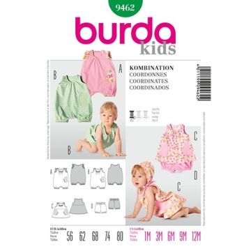 Burda Sewing Pattern 9462 - Kids Coordinates Age 1 Month-12 Months X09462BURDA Age 1month-12months