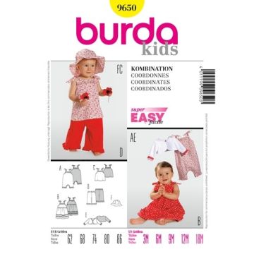 Burda Sewing Pattern 9650 - Coordinates Age 3months - 18months X09650BURDA Age 3months - 18months