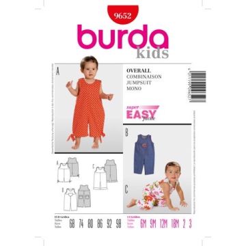 Burda Sewing Pattern 9652 - Jumpsuit Age 6months-3 X09652BURDA Age 6months-3