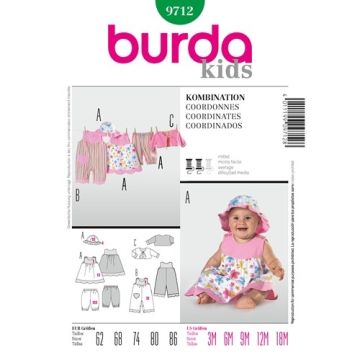 Burda Sewing Pattern 9712 - Coordinates Age 3months-18months X09712BURDA Age 3months-18months