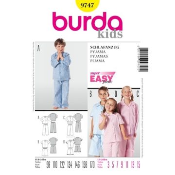 Burda Sewing Pattern 9747 - Pyjamas Age 3-15 X09747BURDA 3-15