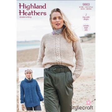 Stylecraft Highland Heathers DK Ladies R Polo Sweater Pattern Download 9863 