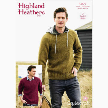 Stylecraft Highland Heathers Aran Mens Jumpers x 2 Pattern Download 9877 