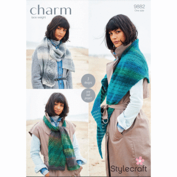 Stylecraft Charm Ladies Scarves x 3 Pattern Download 9882 One Size