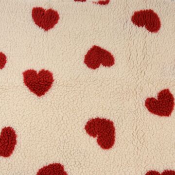 Hearts Sherpa Knit Fabric 2 Ivory 150cm