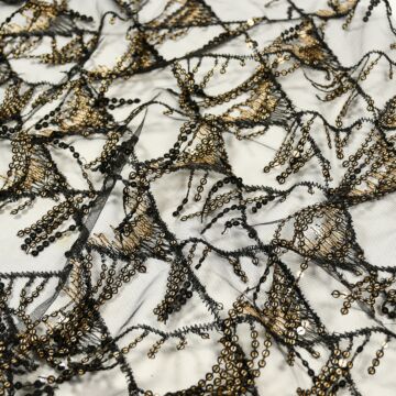 Diamond Embellished Sequin Fabric 17 Black 150cm