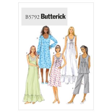 Butterick Sewing Pattern 5792 (Y) - Misses Sleepwear XS-M B5792Y XS-M