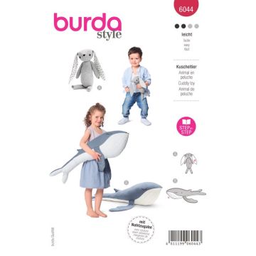 Burda Sewing Pattern 6044 - Stuffed Animals Bunny and Whale One Size B6044 One Size