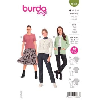 Burda Sewing Pattern 6053 - Misses Cardigan 8-22 B6053 8-22
