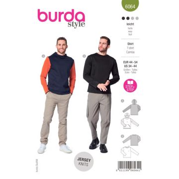 Burda Sewing Pattern 6064 - Mens Classic Sweatshirt with Hood 34-44 B6064 34-44