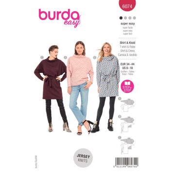 Burda Sewing Pattern 6074 - Misses Top & Dress 8-18 B6074 8-18