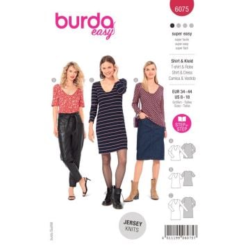 Burda Sewing Pattern 6075 - Misses Top & Dress 8-18 B6075 8-18