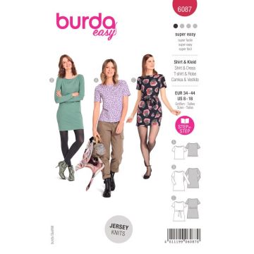 Burda Sewing Pattern 6087 - Misses Top Dress 8-18 B6087 8-18