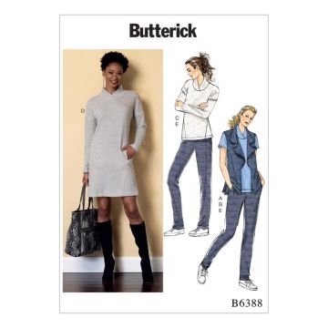 Butterick Sewing Pattern 6388 (Y) - Misses Top Dress Vest & Pants 4-14 B6388Y 4-14